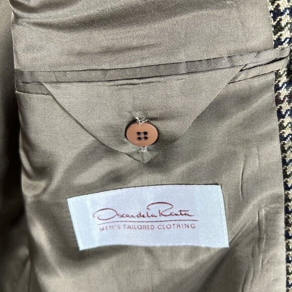 Oscar De La Renta Mens 43R Houndstooth Wool Blazer Jacket Sportcoat Timeless - Picture 12 of 16